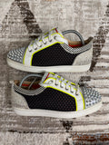Christian Louboutin Mens Trainers EU42 UK8 - Grey & Neon Green with Crystal Heel - Very Rare