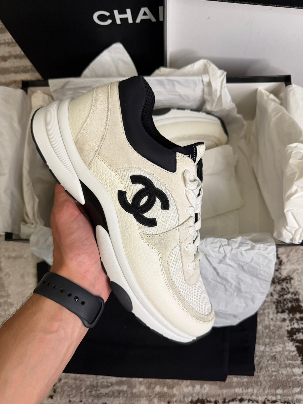 Chanel Runners Trainers UK9 - Black & White - With Receipt & Full Packaging