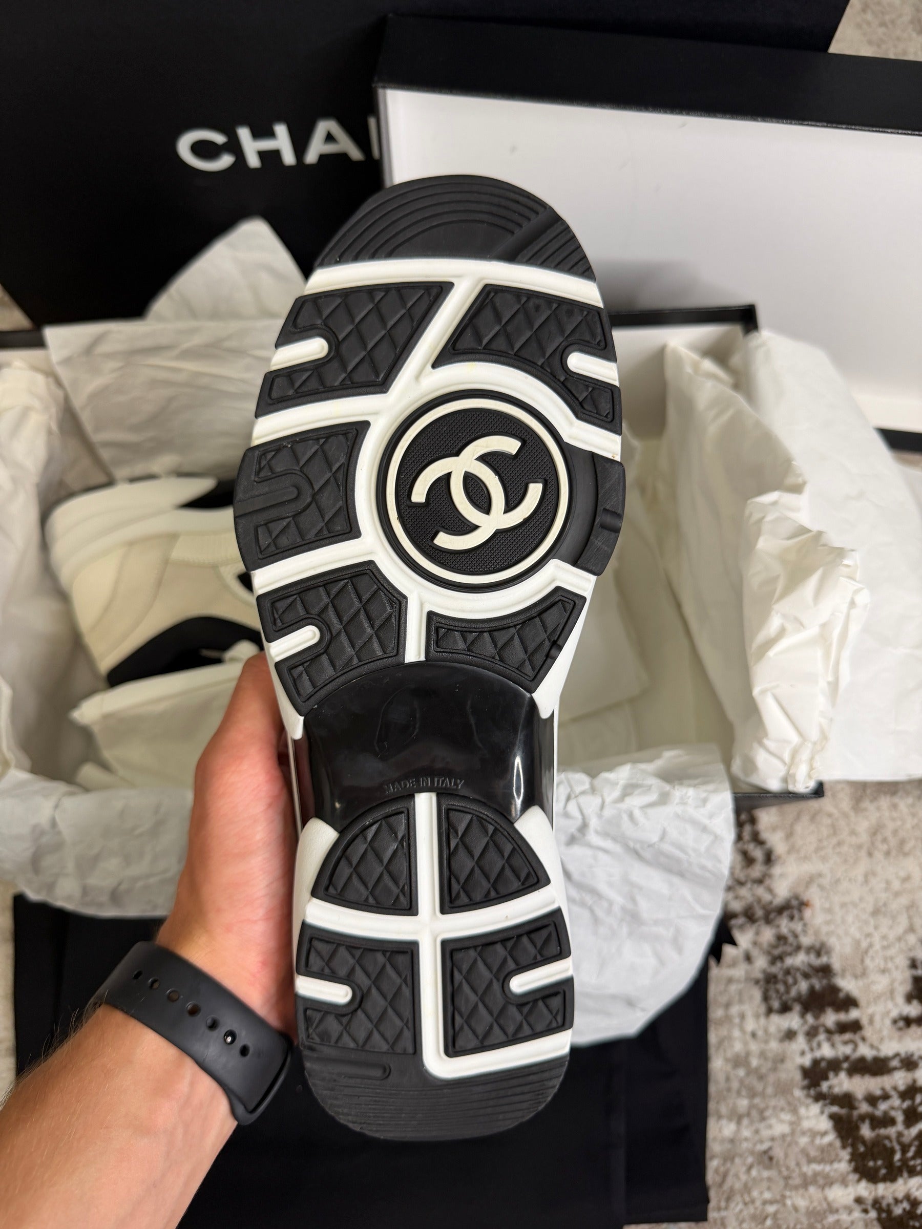 Chanel Runners Trainers UK9 - Black & White - With Receipt & Full Packaging
