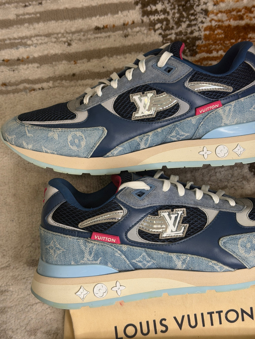 Louis Vuitton Run Away Trainers LV9 (UK9-10) - Blue Monogram & Pink - Discontinued