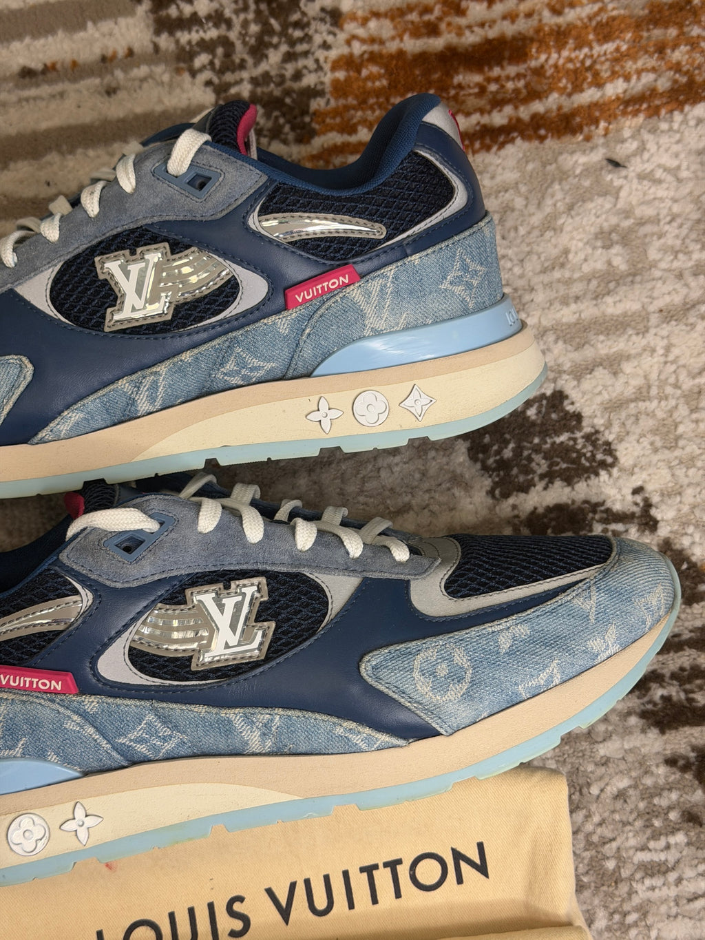 Louis Vuitton Run Away Trainers LV9 (UK9-10) - Blue Monogram & Pink - Discontinued