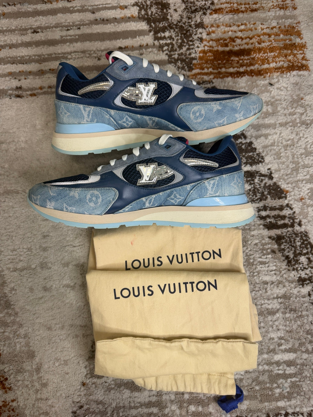 Louis Vuitton Run Away Trainers LV9 (UK9-10) - Blue Monogram & Pink - Discontinued