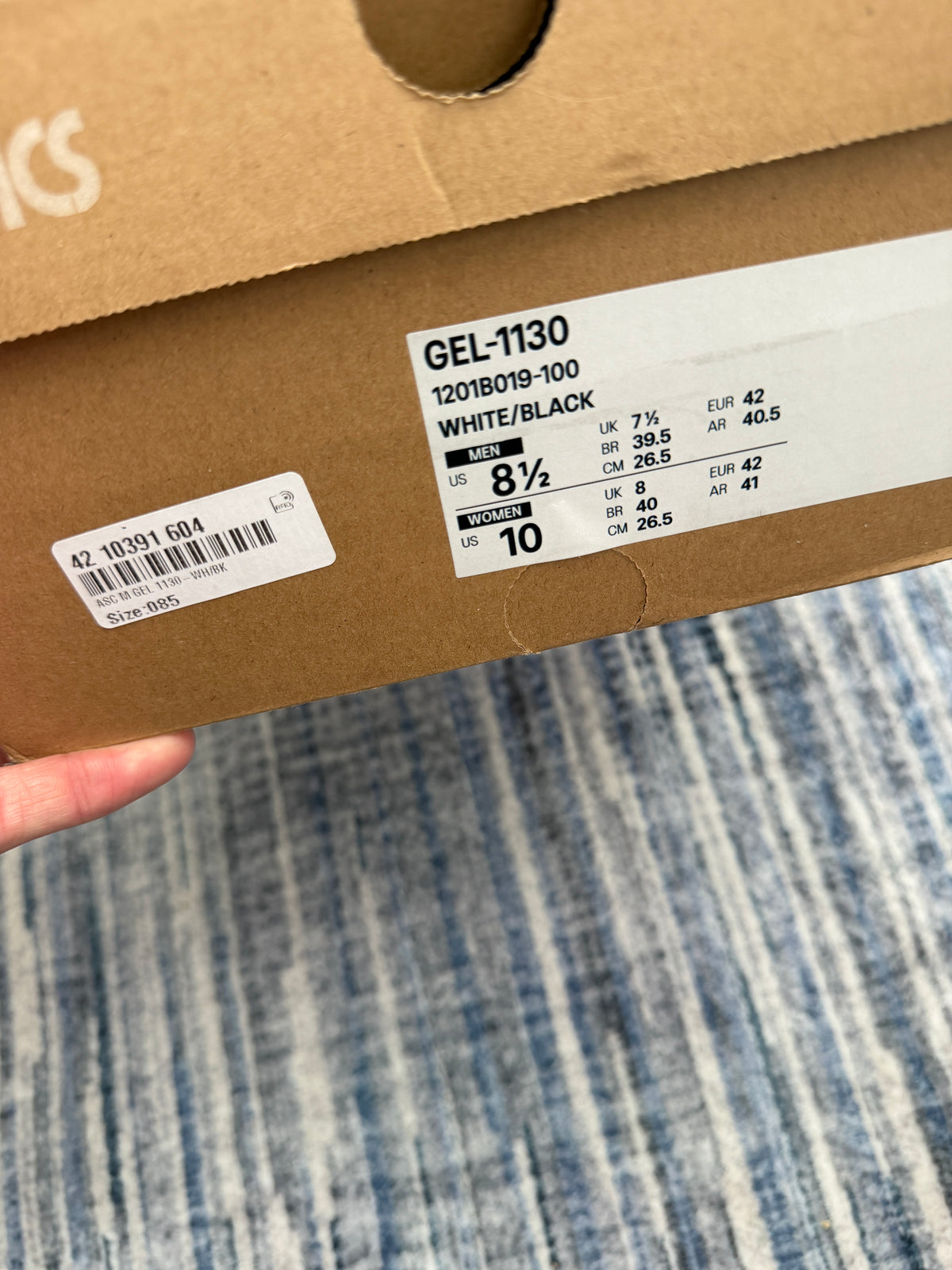 ASICS GEL-1130 White Trainers UK 7.5 With Box