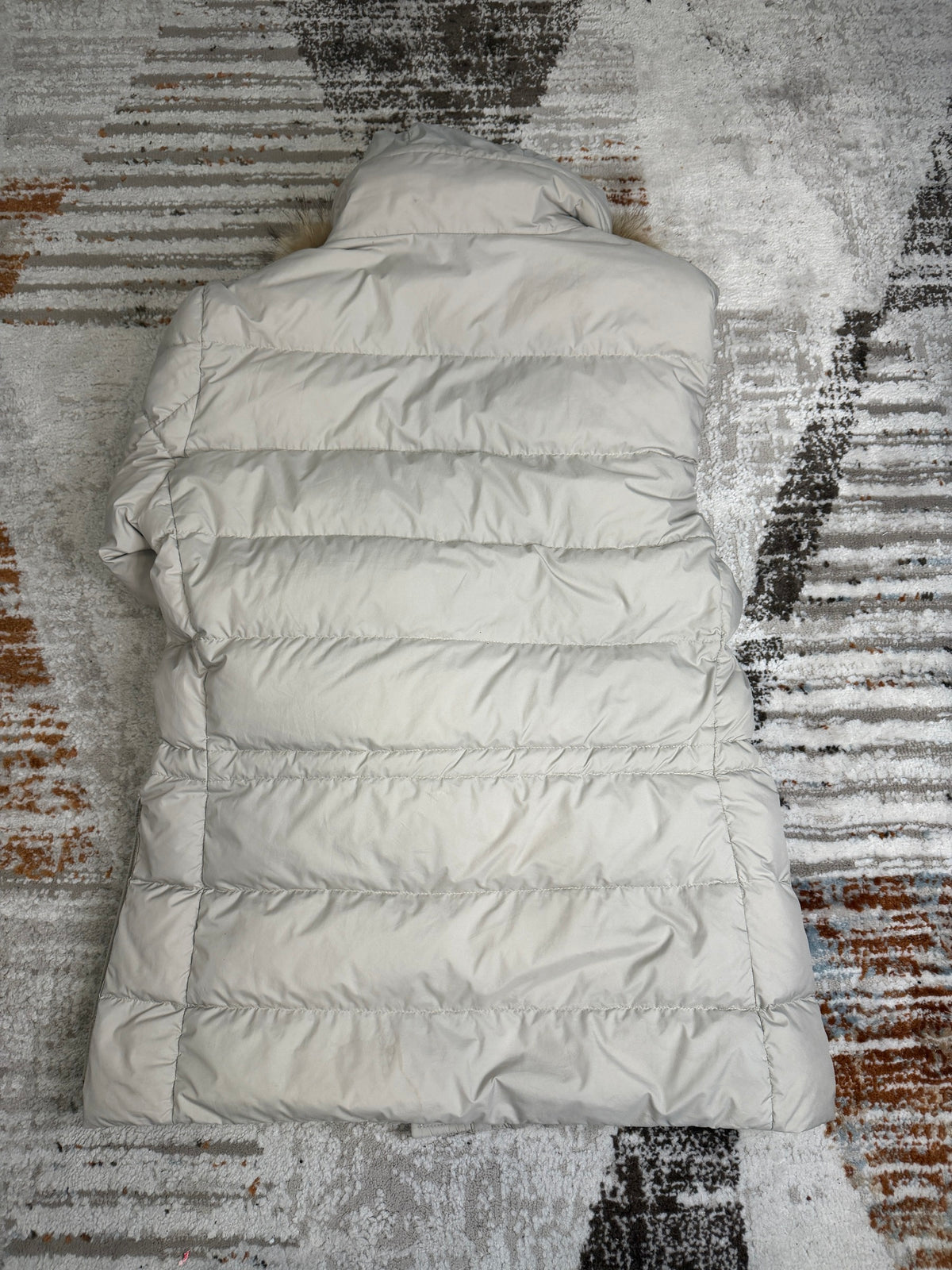 Moncler Augert Down Parka Mens Size 3 (M-L) - Cream - With Original Fur