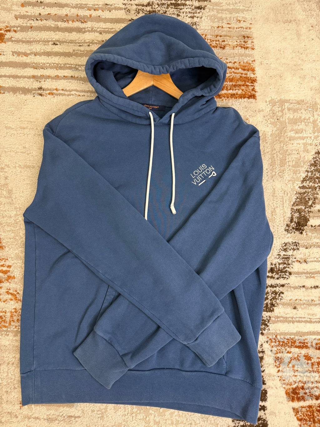 Louis Vuitton Pin Logo Hoodie - Blue - Mens Large